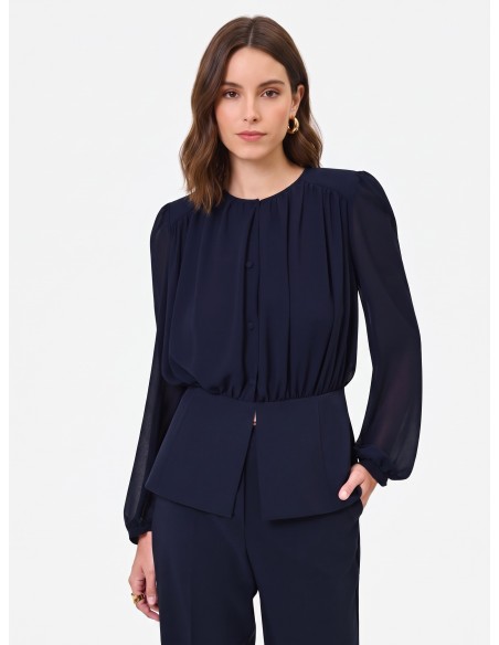 Camisa Studio em Georgette Semitransparente Rinascimento