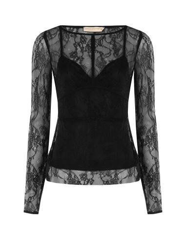 Top de renda Chantilly com camisola de alças Rinascimento