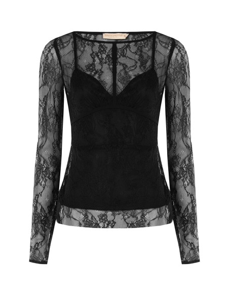Top de renda Chantilly com camisola de alças Rinascimento