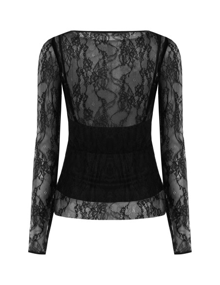 Top em renda Chantilly com camisola interior Rinascimento