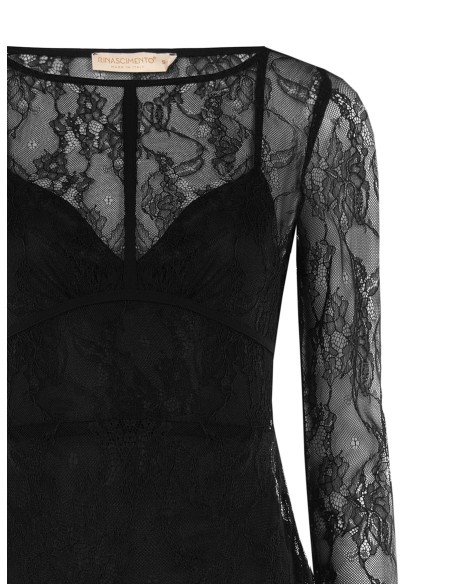 Top em renda Chantilly com camisola interior Rinascimento