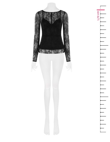 Top em renda Chantilly com camisola interior Rinascimento