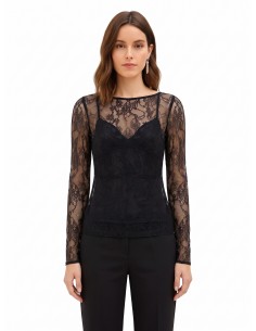 Top em renda Chantilly com camisola interior Rinascimento