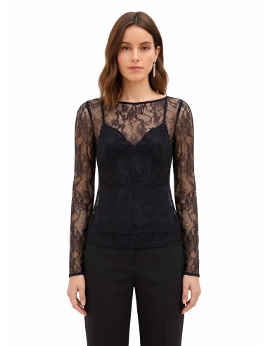 Top em renda Chantilly com camisola interior Rinascimento