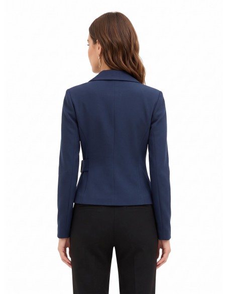 Casaco blazer curto cintado em poliviscose com fecho de gancho Rinascimento