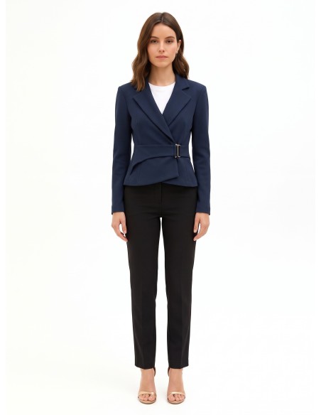 Blazer curto cintado em poliviscose com fecho de gancho Rinascimento