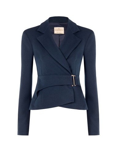 Casaco blazer curto cintado em poliviscose com fecho de gancho Rinascimento