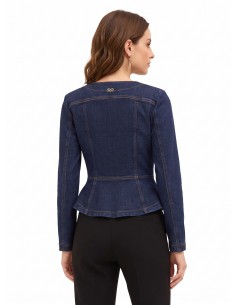 Casaco peplum em ganga elástica de lavagem zero Rinascimento 2