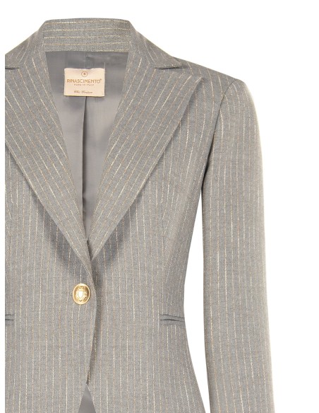 Blazer às riscas bordadas com punho de camisa Rinascimento