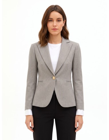 Blazer às riscas bordadas com punho de camisa Rinascimento
