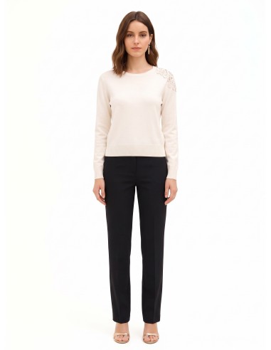 Camisola fina em mistura de viscose e lã com inserção de croché no ombro Rinascimento
