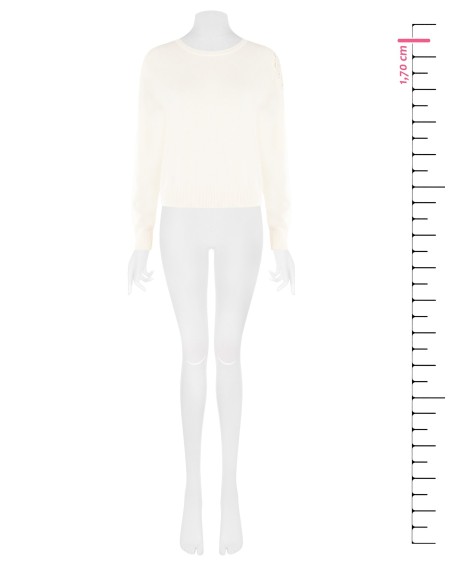 Camisola fina em mistura de viscose e lã com aplicação de croché no ombro Rinascimento