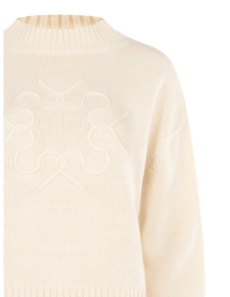 Camisola oversized em mistura de viscose e lã com logótipo RR entrançado em relevo Rinascimento