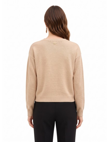 Camisola em mistura de viscose e lã com padrão de losangos e lurex Rinascimento