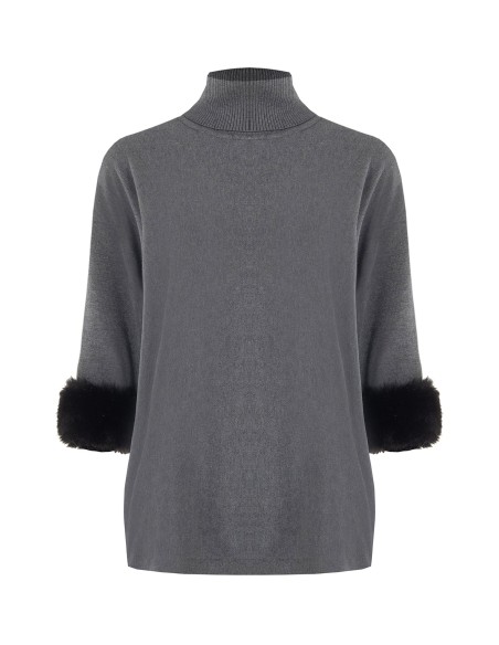 Camisola de gola alta ampla com inserções de pelo sintético Rinascimento
