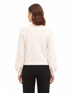 Camisola em mistura de viscose com cristais e pérolas Rinascimento 2