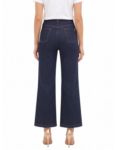 Calças de ganga wide leg cropped elásticas, lavagem zero Rinascimento