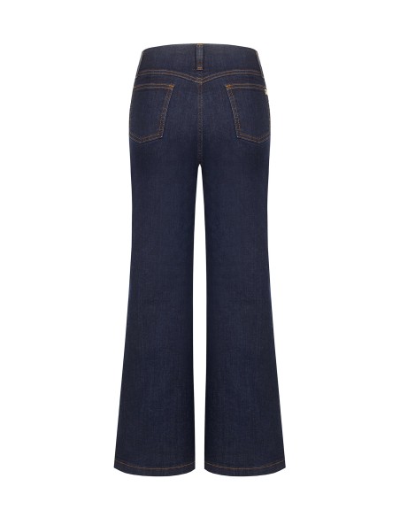 Jeans Wide Leg Cropped elásticos Lavagem Zero Rinascimento