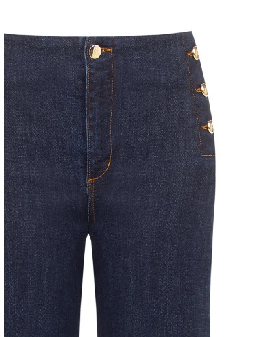 Jeans Wide Leg Cropped Elásticos Lavagem Zero Rinascimento