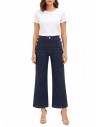 Jeans Wide Leg Cropped elásticos Lavagem Zero Rinascimento