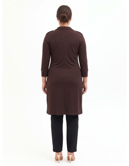 Vestido Curvy em jersey estilo polo com decote em V e franzido central Rinascimento Curvy