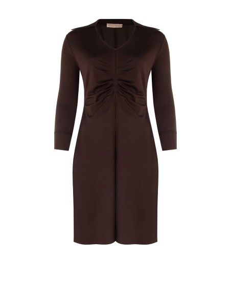 Vestido Curvy em malha estilo polo com decote em V e franzido central Rinascimento Curvy
