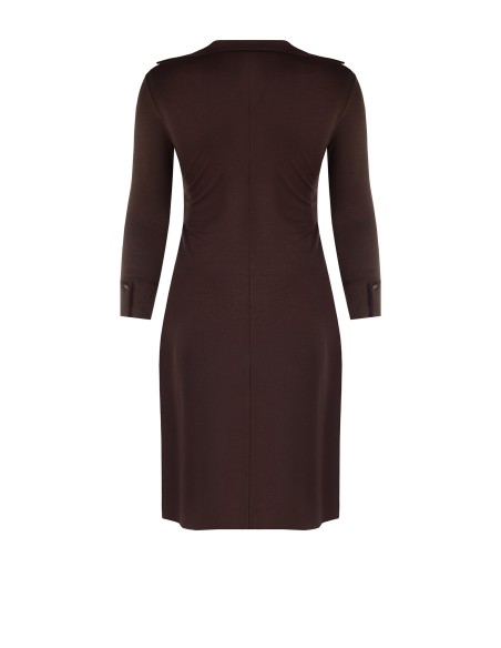 Vestido Curvy em malha, estilo polo, com decote em V e franzido central Rinascimento Curvy