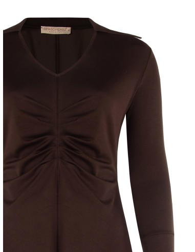 Vestido Curvy em jersey estilo polo com decote em V e franzido central Rinascimento Curvy