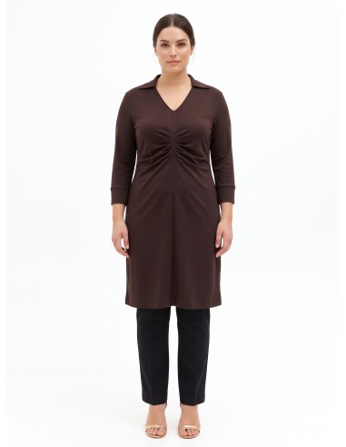Vestido Curvy em jersey de estilo polo, com decote em V e franzido central Rinascimento Curvy