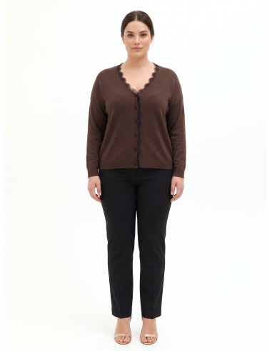 Cardigan de malha Curvy com aplicações de renda Rinascimento Curvy