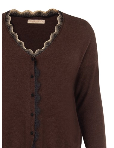 Camisola de malha Curvy tipo cardigan com aplicações de renda Rinascimento Curvy