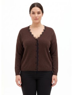 Casaco de malha Curvy com aplicações de renda Rinascimento Curvy