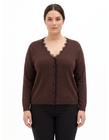 Casaco de malha Curvy com aplicações de renda Rinascimento Curvy