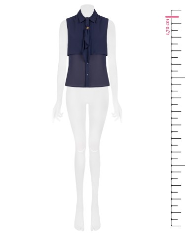 Blusa cintada em georgette com laço e detalhe de joia Rinascimento