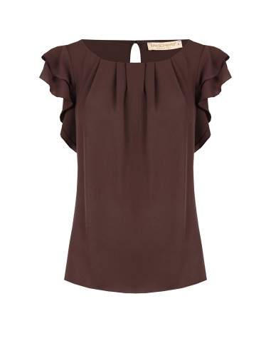 Blusa fluida em cetim mate com mangas de folhos Rinascimento
