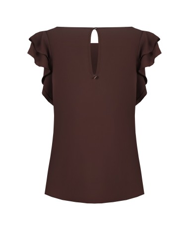 Blusa fluida em cetim mate com mangas com folhos Rinascimento