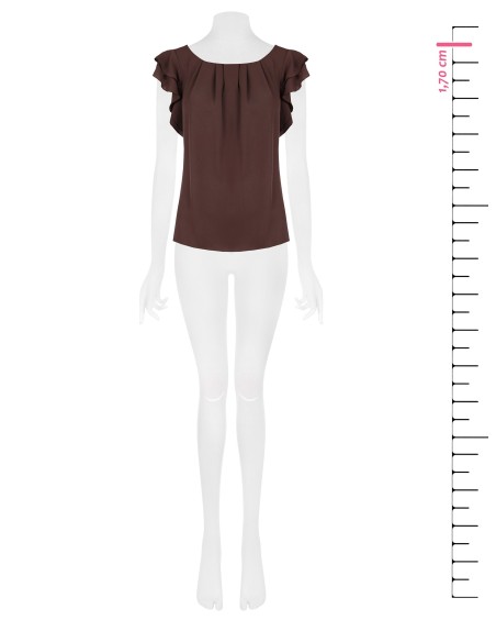 Blusa fluida em cetim mate com mangas com folhos Rinascimento