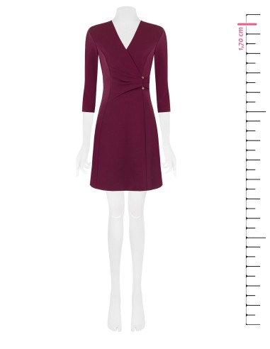Vestido curto evasé em crepe scuba com decote em V e alças Rinascimento