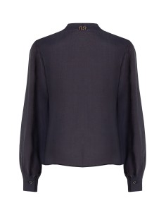 Blusa fluida de lyocell com decote em V e folho Rinascimento 2