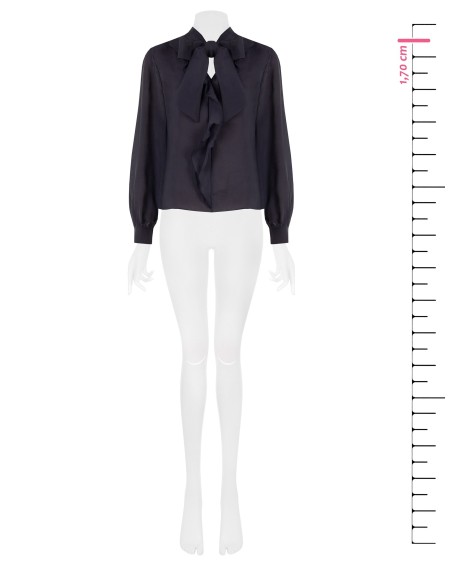 Blusa fluida em liocel com decote em V e folho Rinascimento