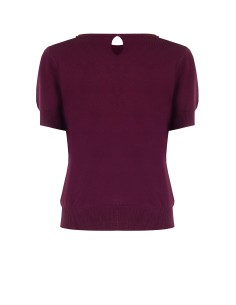 Camisola de mangas curtas em mistura de viscose com cristais cabochão Rinascimento 2