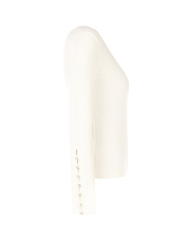 Camisola justa e fina de mistura de viscose, com botões joia na lateral da manga Rinascimento