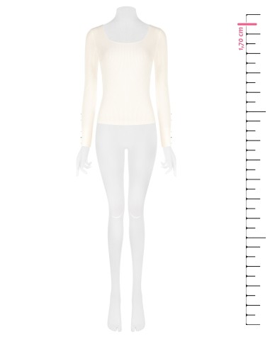 Camisola justa e fina em mistura de viscose, com botões de joia na lateral da manga Rinascimento