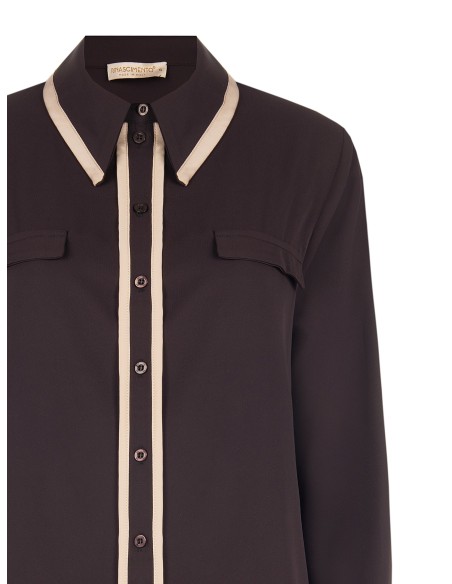Camisa em cetim mate com detalhes em contraste Rinascimento