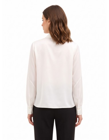 Camisa ampla e fluida de cetim com inserção em georgette semitransparente Rinascimento