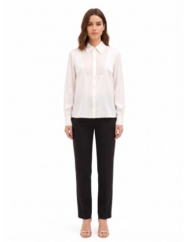 Camisa ampla e fluida em cetim com painel em georgette semitransparente Rinascimento