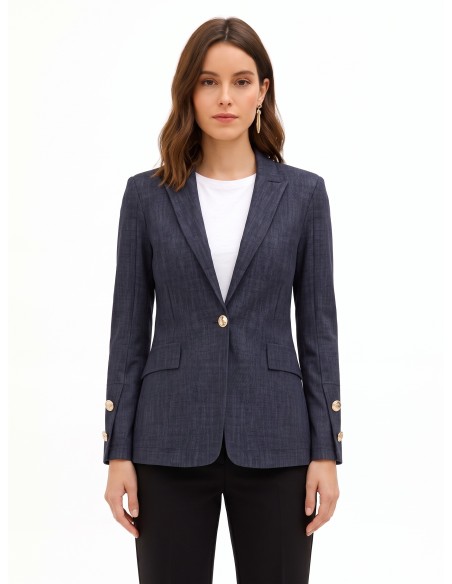 Blazer em malha Milano com botões com logótipo Rinascimento