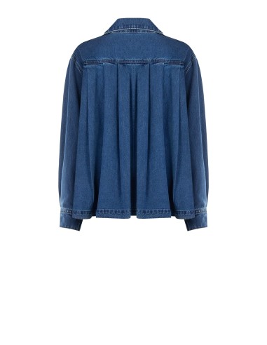 Casaco oversized assimétrico em ganga com costas plissadas Rinascimento