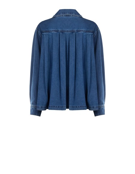 Casaco oversized assimétrico em ganga com costas plissadas Rinascimento