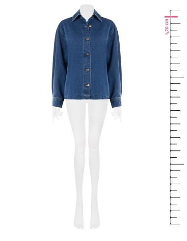 Casaco oversized assimétrico em ganga com costas plissadas Rinascimento